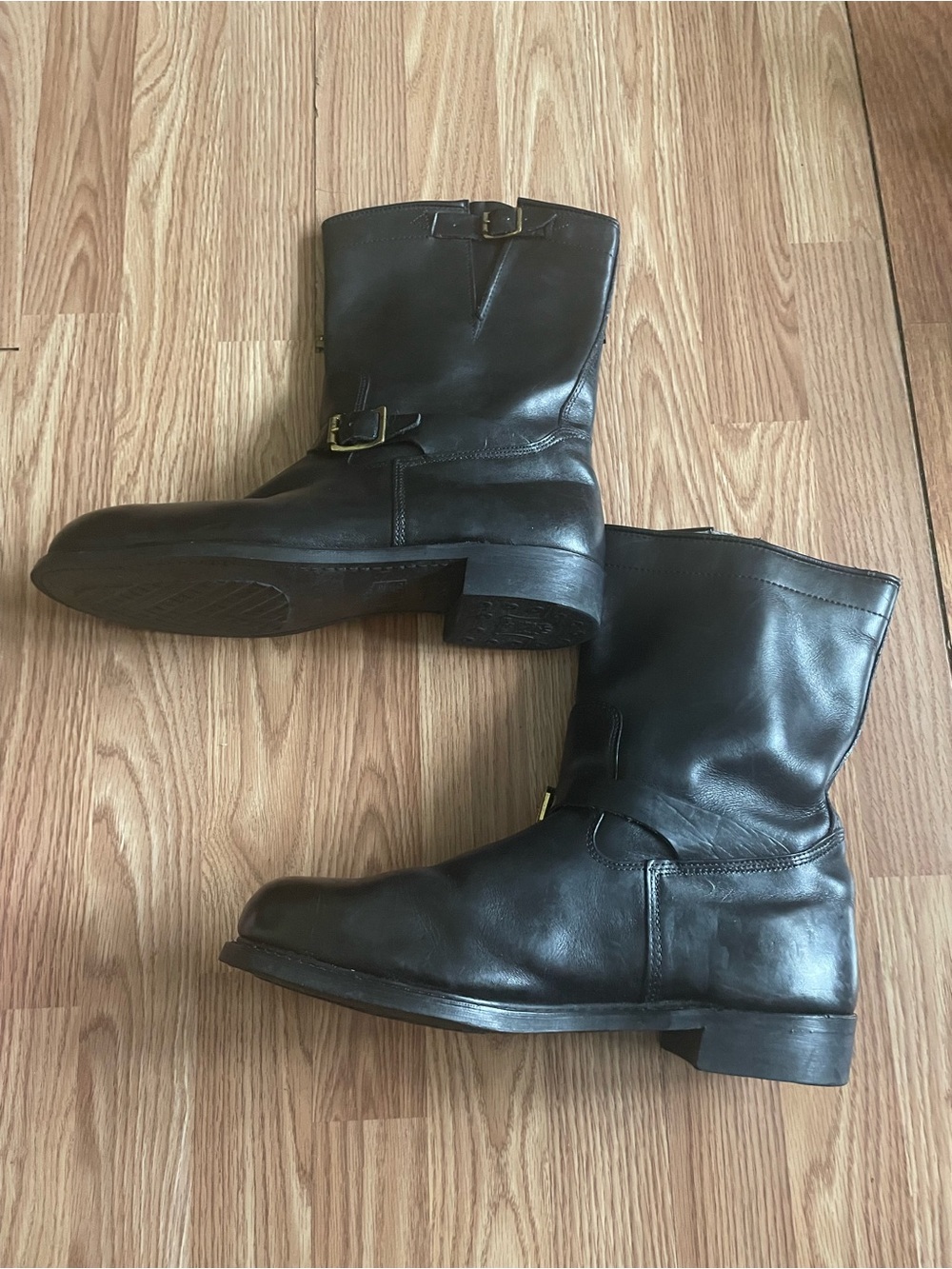Vintage  Knapp Engineer Boots Steel Toe Black Leather Size 14